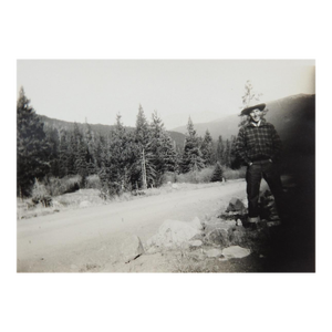Early 20th Century Snapshot Photograph Man at Mountain Road