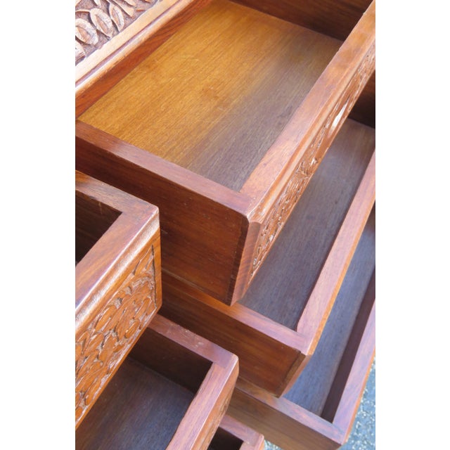 Late 20th Century Heavy Hand Carved Secretary Desk For Sale - Image 5 of 12