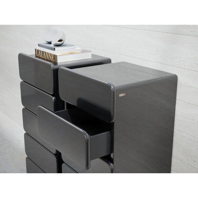 Paint Marte D5 Cinquino High Dresser with 5 Drawers and Black Finish by Ultramobili For Sale - Image 7 of 12