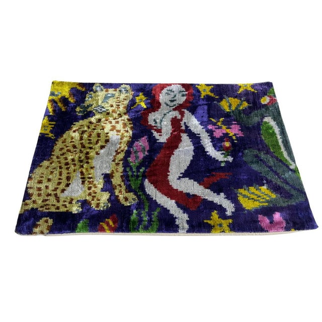 Textile Velvet Silk Lumbar Cushion Cover with Jungle Design, 2000s For Sale - Image 7 of 11