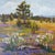 This oil painting presents a vibrant landscape filled with a rich tapestry of wildflowers, complemented by a solitary tree...