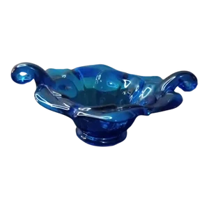1980s Teal Glass Amphora Bowl Made in Italy