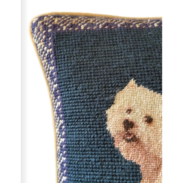 Vintage Needlepoint Westie Terrier Decorative Accent Pillow With Down Insert For Sale - Image 4 of 9
