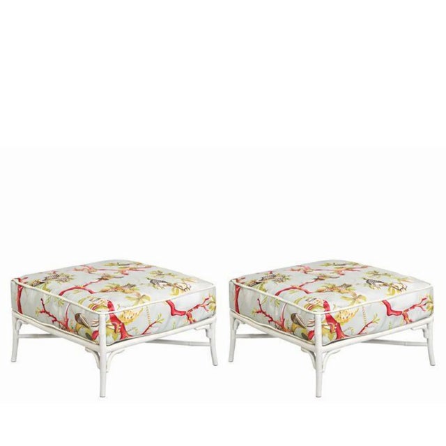 Contemporary Outdoor Bamboo-Style Ottomans by Century Furniture, Set of 2 For Sale - Image 3 of 3