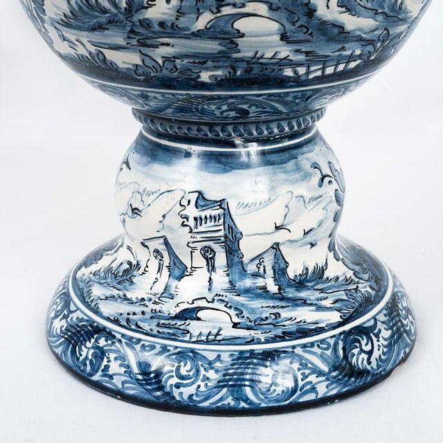 Antique 19th Century Lidded Vase in Glazed Maiolica, Albisola For Sale - Image 3 of 8
