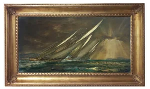Regatta in the Gulf, English School, 2006, Oil on Canvas, Framed