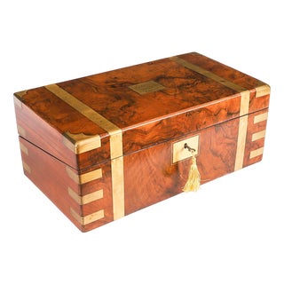 Antique George III Campaign Writing Slope with Brass Mounts, 19th Century For Sale