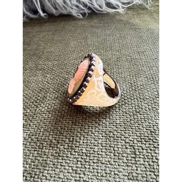 Miriam Salat Mythological Roman Cameo Resin Ring Set In Sterling Silver & Topaz Miriam Salat (MRM) coffee two tone resin...