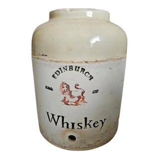 Antique 1900s Corona Stoneware Edinburgh Whiskey Crock Jug 14 Inches For Sale