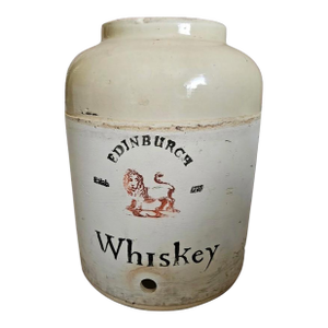Antique 1900s Corona Stoneware Edinburgh Whiskey Crock Jug 14 Inches