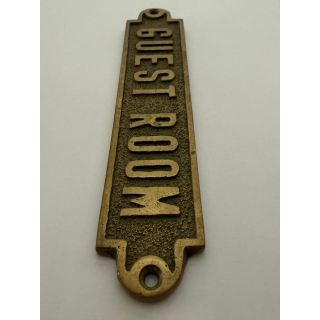 Brass Vintage Solid Brass 'Guest Room Door Sign Plaque For Sale - Image 8 of 12