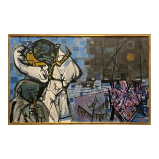 Walter Feldman Mid Century Modernist Abstract Painting 1955 For Sale