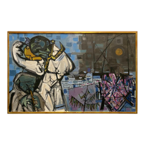 Walter Feldman Mid Century Modernist Abstract Painting 1955