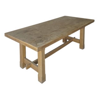 19th Century French Oak Trestle Farmhouse Dining Table For Sale