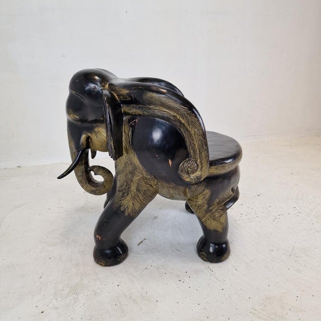 Asian Wooden Elephant Chair, 1900s For Sale - Image 13 of 18