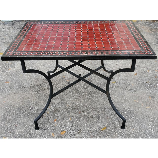 Metal 40" Rectangular Moroccan Red & Black Mosaic Table For Sale - Image 7 of 7