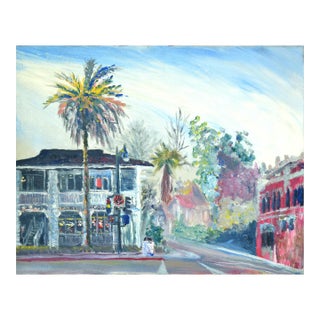 1980s Downtown Los Gatos, California Street Scene by Eugene Atcheson For Sale