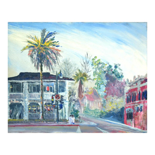 1980s Downtown Los Gatos, California Street Scene by Eugene Atcheson For Sale