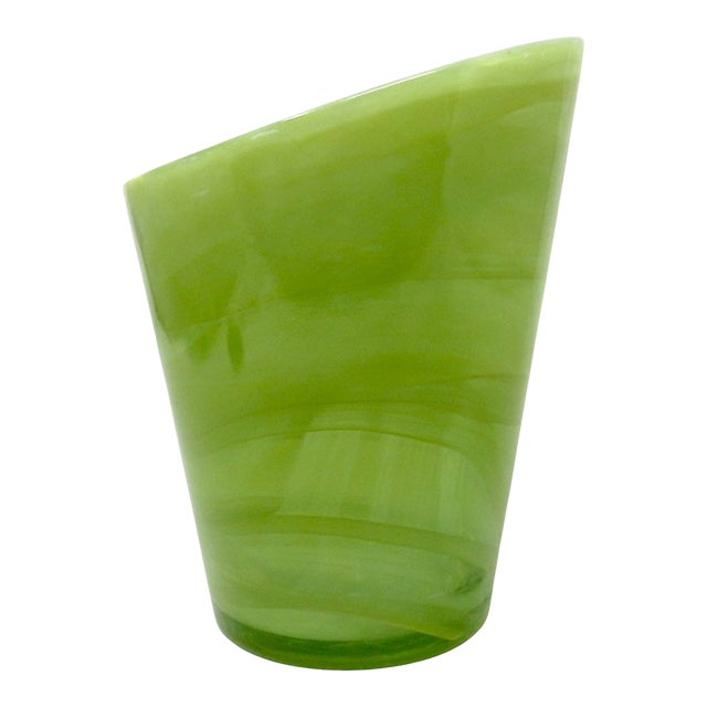 Sea Glasbruk "Candy" Vase in Green and White Glass For Sale