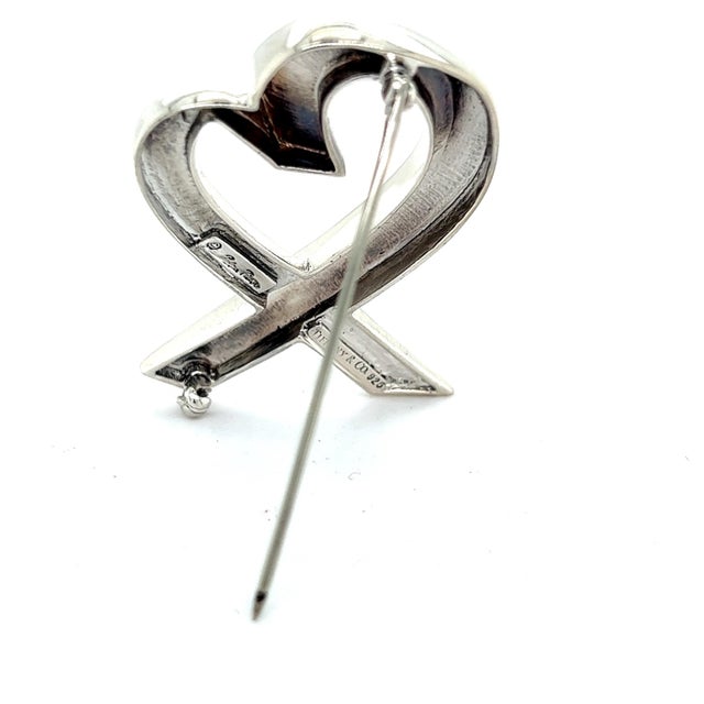 Metal 1990s Tiffany & Co Estate Heart Brooch Pin Sterling Silver By Paloma Picasso For Sale - Image 7 of 8