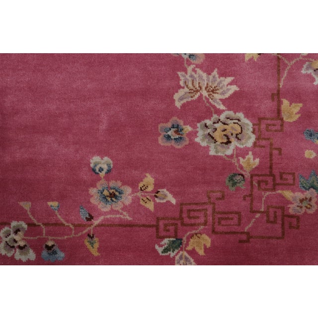 Late 20th Century Contemporary Chinese Art Deco Style Floral Pink & Cream Wool Rug by Rug & Kilim, India For Sale - Image 5 of 9