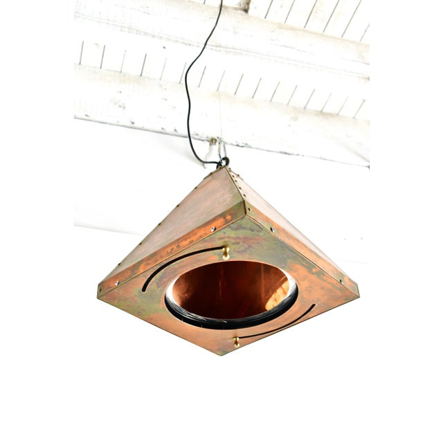 Mid-Century Modern Pyramid Iris Copper Pendant For Sale - Image 3 of 10