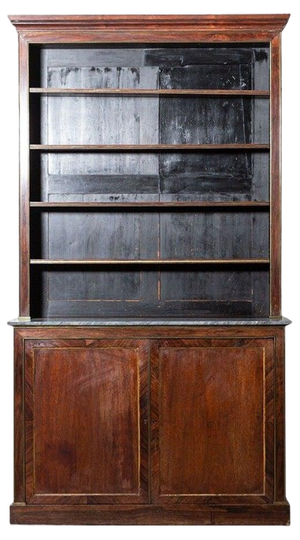 Large French Empire Mahogany & Marble Bookcase Cabinet, 1900s