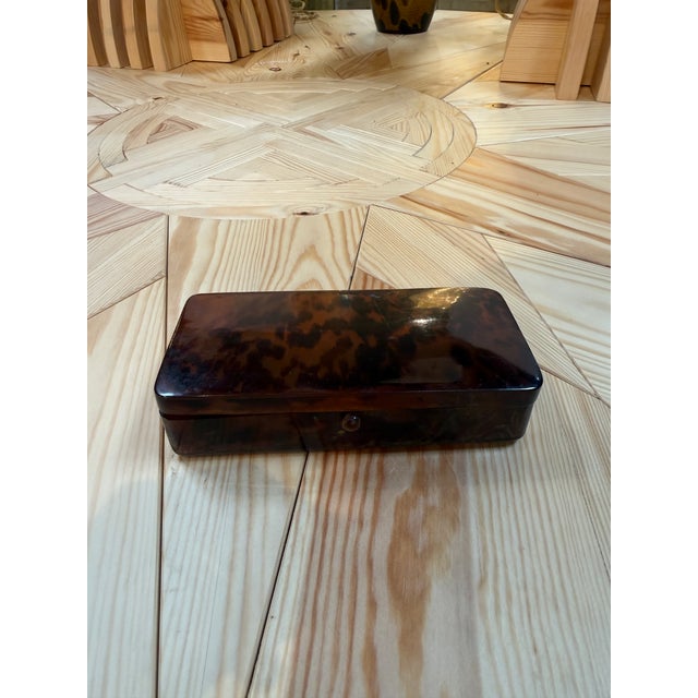 1970s Faux Tortoiseshell Lucite Rectangular Box For Sale - Image 5 of 6