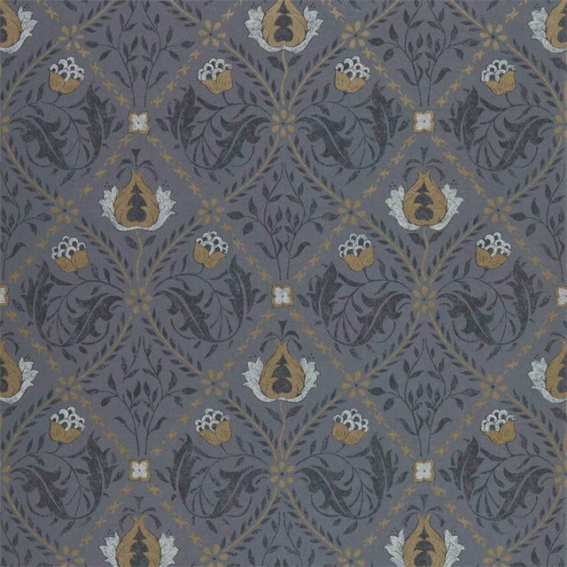 Morris & Co Pure Trellis Wallpaper in Black Ink - a Sample For Sale