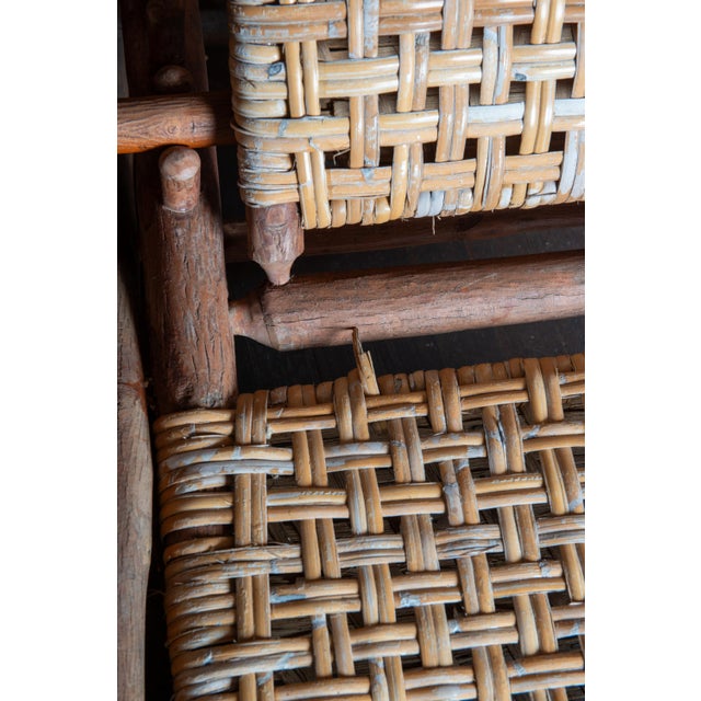 1990s Old Hickory Chaise Lounge, Hickory & Cane, Adirondack Style For Sale - Image 4 of 13