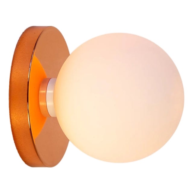 Globe Sconce Copper, Modern, 5 Inch Glass Globes, by Research.Lighting, Modern, Minimal For Sale