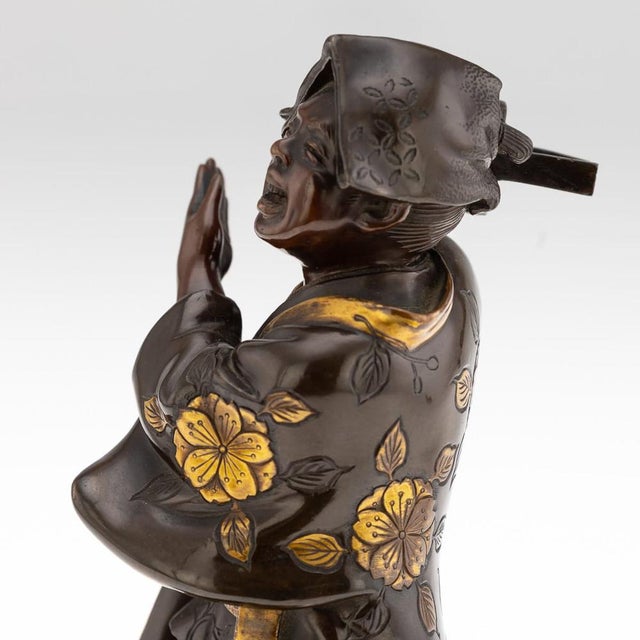 Antique Japanese Gilt Bronze Kawaraban Figurine from Miyao Eisuke Company, 19th Century For Sale - Image 13 of 18