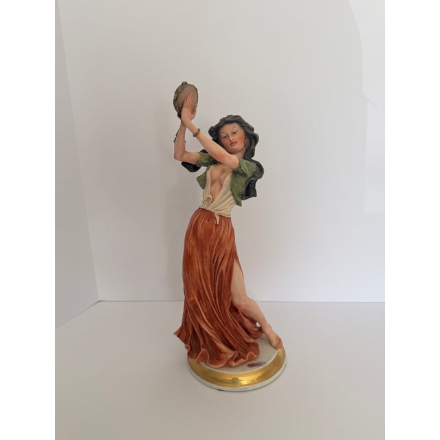 Italian Vintage European Tambourine Dancer Figurine Sculpture For Sale - Image 3 of 9
