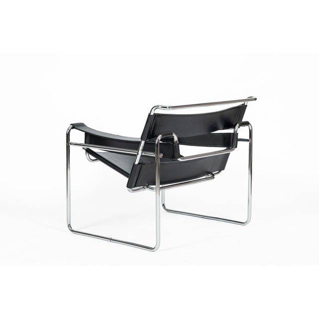 Marcel Breuer Vintage Mid Century Black Wassily Chair by Marcel Breuer (Attr.) 1970s For Sale - Image 4 of 16