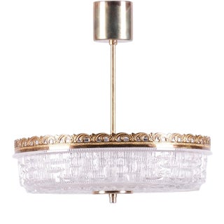 Mid-Century Chandelier in Glass and Brass attributed to Kamenický Šenov, Czech, 1960s For Sale