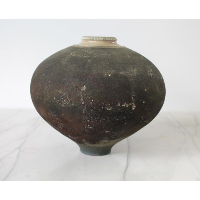 1980's Raku Pottery Bulbous Form Vase For Sale In Milwaukee - Image 6 of 9