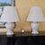 Pair of Vintage White Ceramic Ginger Jar Table Lamps With Floral Relief & Diane Shades For Sale - Image 16 of 18
