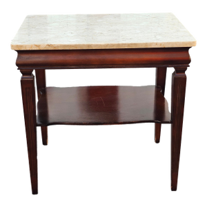 1960s Regency Style Tiered Mahogany Side Table With Marble Top