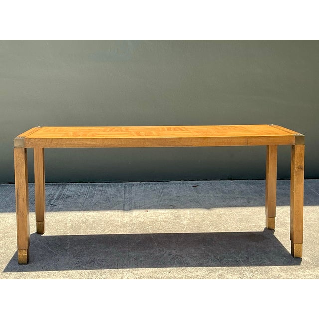Vintage Brass Detail Campaign Console Table For Sale - Image 10 of 12