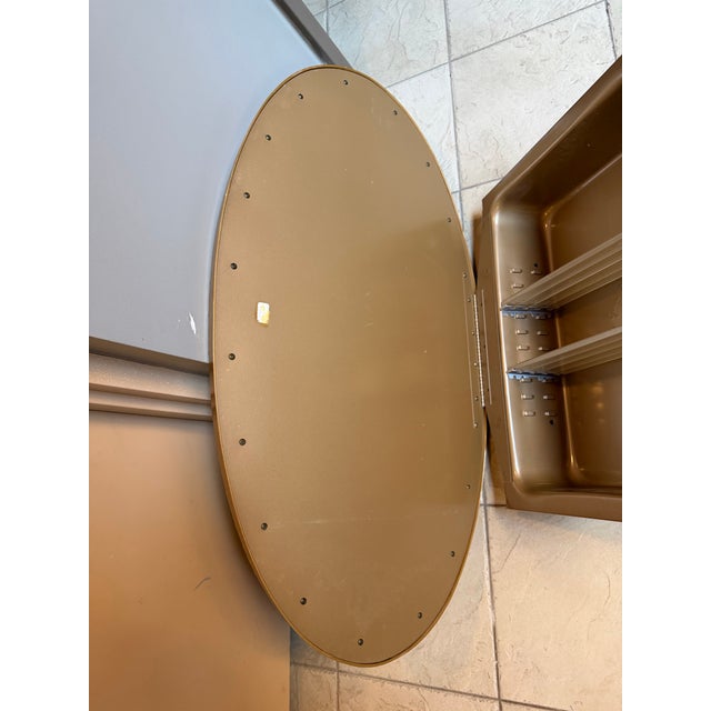 Vintage C. 1950s Oval Hollywood Regency Recessed Medicine Cabinets. A Pair For Sale - Image 9 of 12