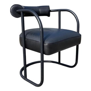 Ralph Lauren "City Modern Armchair" Bauhaus Style Tubular Leather Chair For Sale