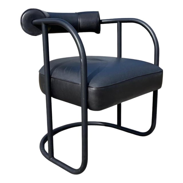 Ralph Lauren "City Modern Armchair" Bauhaus Style Tubular Leather Chair For Sale