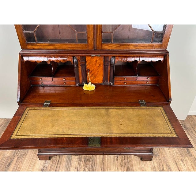 Brown Antique George III Secretary With Bookcase C. Late 18th Century For Sale - Image 8 of 9