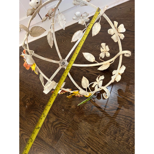 1970s 1970s Vintage Italian Tole Metal Floral Utensils/ Light Hanging Ornament For Sale - Image 5 of 12
