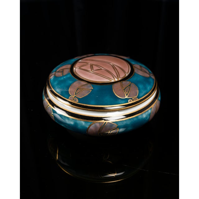 Ceramic Art Deco Porcelain Jewelry Box Signed Camille Tharaud for Limoges, France, 1930s For Sale - Image 7 of 9