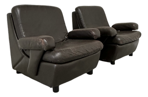 Mid-Century Modern Leather Club Chairs, 1970s, Set of 2