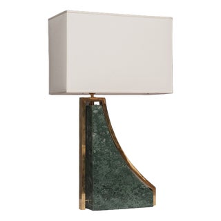 Italian Indian Green Marble and Brass Table Lamp, 2000s For Sale