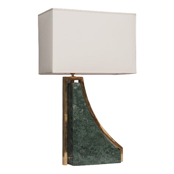 Italian Indian Green Marble and Brass Table Lamp, 2000s For Sale
