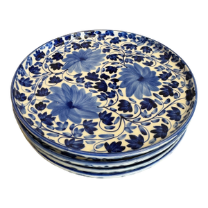 Hand Painted Floral Dessert Plates , S/4