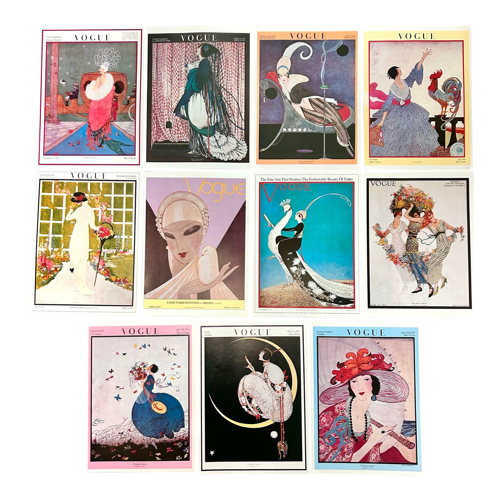 1970s Vintage Vogue Cover Art Prints - A Large Set of 11